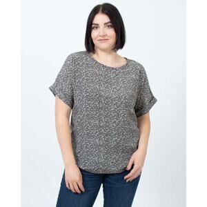 Vince Multicolor 100% Silk Geometric Print Short Sleeve Blouse Women's Large